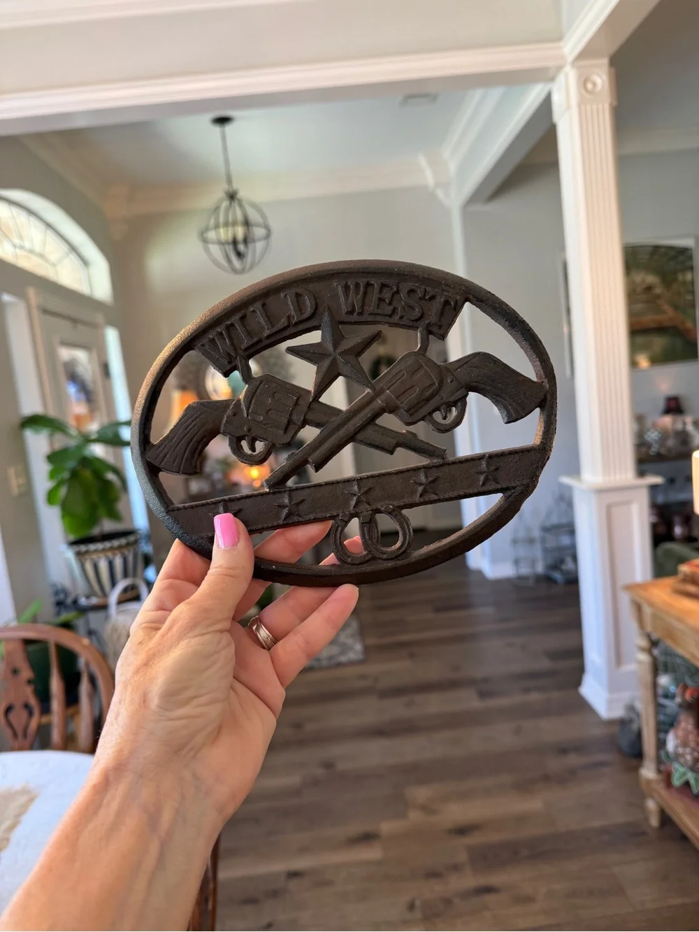 Cast Iron Wild West Metal Wall Plaque or Trivet
